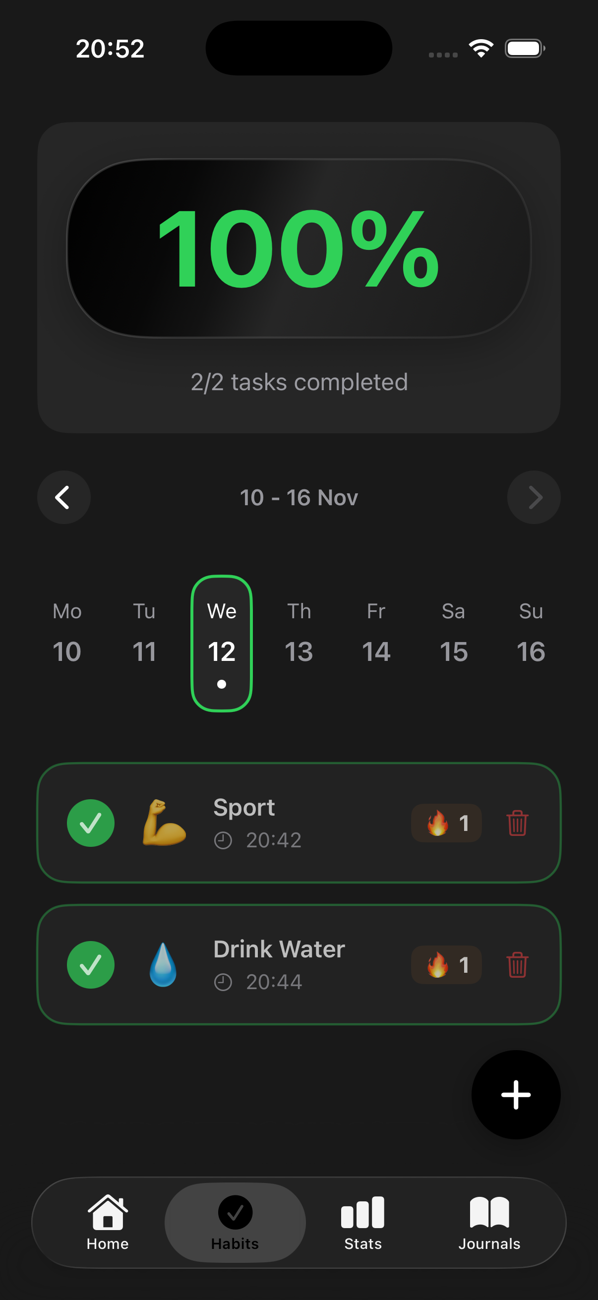 Home screen with daily motivation quote